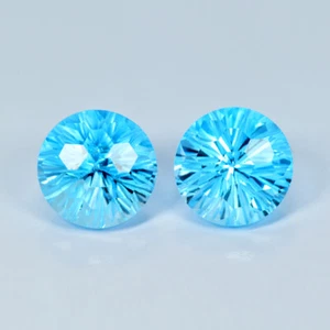 11,02 Karat (2 Stck.) Rund geschnitten_ Tolle Optik Qualität natürlicher blauer Topas_ Brasilien - Bild 1 von 1