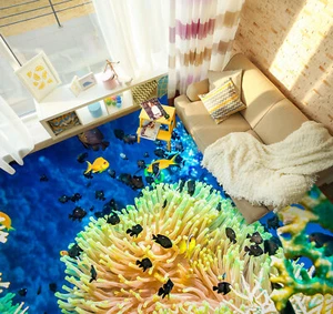 3D Yellow Coral 34RAIN50 Floor WallPaper Murals Wall Print Decal AJ Honey - Picture 1 of 5
