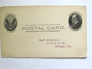 1900er POSTKARTE ILLINOIS CENTRAL RAILROAD TELEGRAMM UNTERSTÜTZUNG QUITTUNG FEHLERBOGEN - Bild 1 von 4