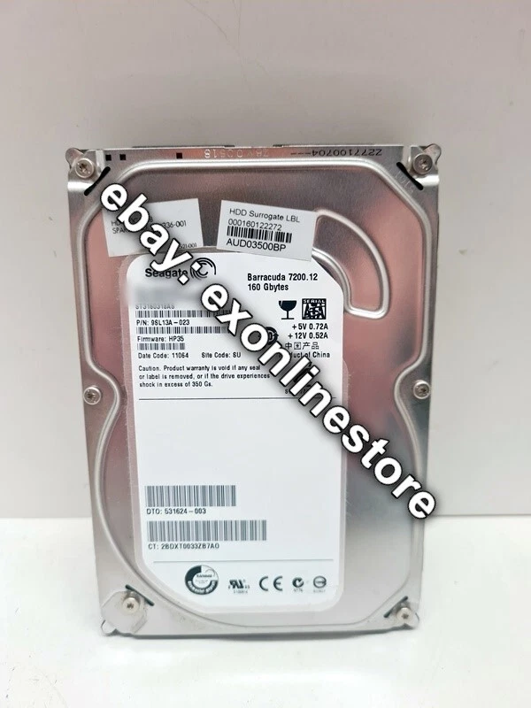 504336-001 - HP 160GB 3.5" 7.2KRPM SATA HDD (ST3160318AS) - Image 1 of 1