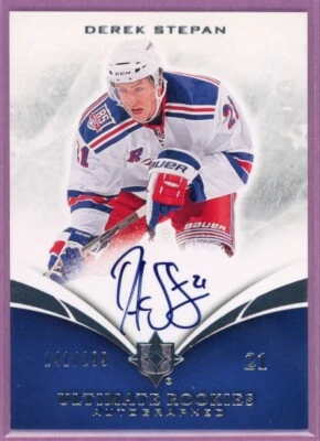 2010-11 UD ULTIMATE ROOKIES AUTOGRAPHED RANGERS DEREK STEPAN #137 141/299 AUTO - Image 1 of 2