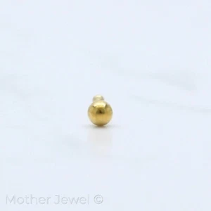 18K YELLOW GOLD 925 SILVER MICRO BALL ELBOW BONE BENDABLE NOSE PIERCING STUD - Picture 1 of 12