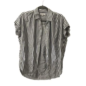 Camicia a righe top oversize a maniche corte abbottonate taglia Xxs - Foto 1 di 3
