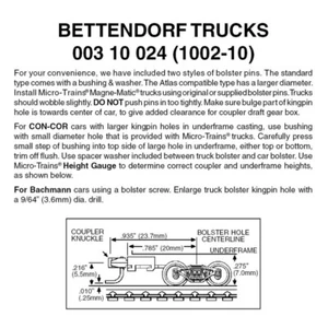 Micro Trains ~ N Scale ~ Bettendorf Trucks ~ 10 Pairs ~ 00310024 - Picture 1 of 1