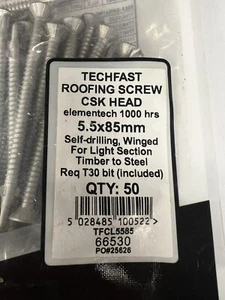 TechFast Heavy Roofing Screws 5.5 x 85mm Timber To Steel Self Drill Elementech - Picture 1 of 4