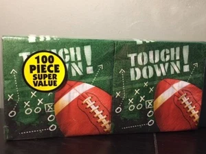 TOUCHDOWN FOOTBALL Luncheon Party Game Day Napkins 100 Napkins 2 Ply NEW SEALED - Picture 1 of 3