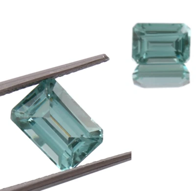 AAA Natürlich Brasilianischer Paraiba Turmalin Paar Lose Smaragd Schnitt - Bild 1 von 4