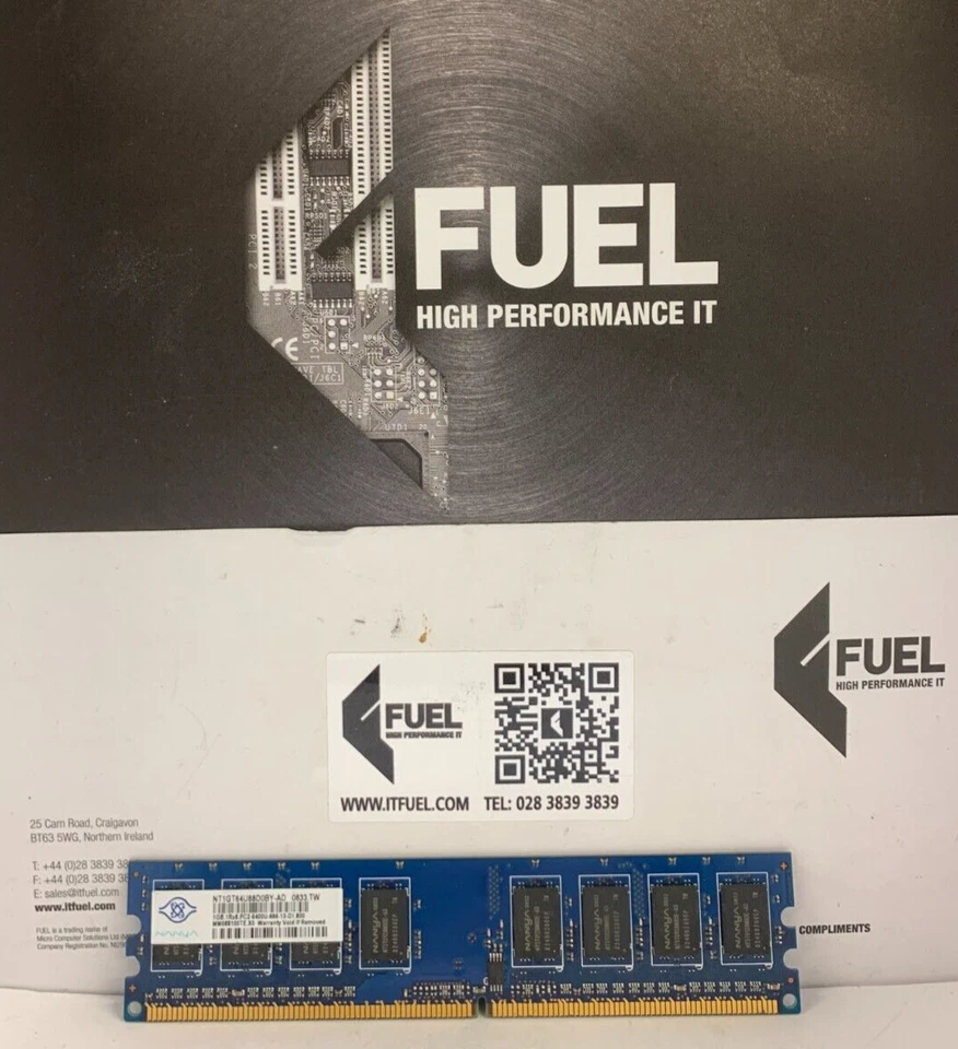 Nanya 1GB DDR2 ram memory module PC2-6400 -  NT1GT64U88D0BY-AD - Image 1 of 3