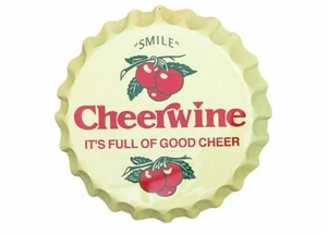 Cheerwine Bottle Cap Sign - Retro Yellow 19.5 x 19.5 x 2.25 inches - Picture 1 of 1