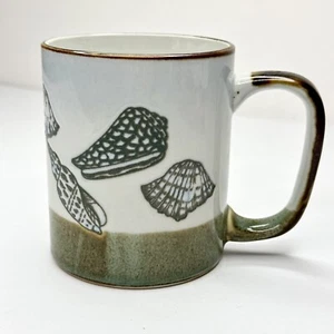 Pottery Sea Shells Mug/Coffee Cup Handmade Green Brown White glaze - Picture 1 of 7