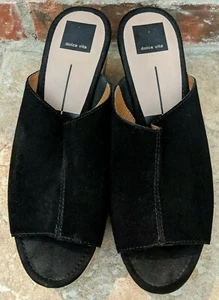 Dolce Vita Barric Open Toe Wedge Platform Sandal Shoe Sz 9 EUC Black Suede Box - Picture 1 of 11
