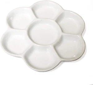 7-Well Flower Mixing White Ceramic Artist Paint Palette Tray for Watercolor Goua - Picture 1 of 12