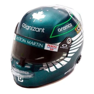 Aston Martin F1 2023 Lance Stroll Spark 1:5 Scale Mini Helmet Green / Silver