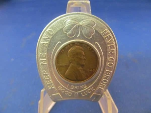 VIEL GLÜCK HUFEISEN UMMANTELT PENNY 1948 HERB'S PLACE ITALIENISCH BINGHAMTON NY - Bild 1 von 2