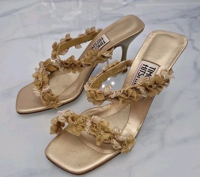 Zapatos de tacón medio dorados Timothy Hitsman vintage florales Mules UK4 US6.5 C EU37 Foto 1 de 4