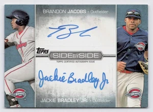 2012 Topps SIDE by SIDE Dual Auto Brandon Jacobs, Jackie Bradley Jr. #SSA-JB /35 - Picture 1 of 2