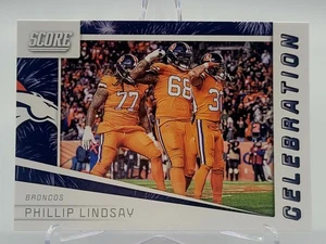 2019 SCORE PHILLIP LINDSAY CELEBRATION FOOTBALL CARD BRONCOS NFL C-1 panini - Picture 1 of 2