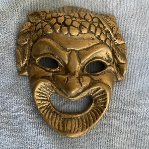 Messing Theater Wand Maske Deko Groteske Vintage Kunst Komödie Tragödie Vintage 🎭  - Bild 1 von 9