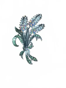 Vintage Crystal Hyacinth Brooch Pin - Picture 1 of 4