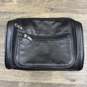 Kit de viaje TUMI de colección artículos de tocador amenidad afeitado bolsa doble negro cuero genuino - Imagen 1 de 10
