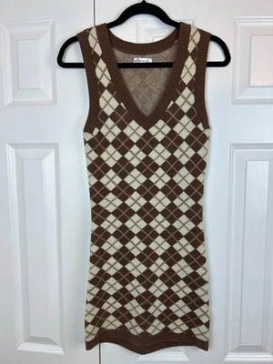 Hollister Y2k Suéter Bodycon Chaleco Vestido Talla XS Cuello en V Estampado de Argas Mangas Foto 1 de 4