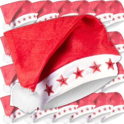 NYVI Weihnachtsmütze mit 5 LED Sternen Blinkend Nikolausmütze Weihnachten Mützen