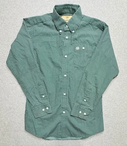 Wrangler Shirt Boys Large Green White Geometric Western Rodeo Cowboy Kids Youth - Picture 1 of 9