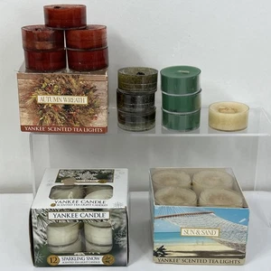 Yankee Candle Tea Lights Lot Sun & Sand Sparkling Snow Autum Wreath More - Picture 1 of 5