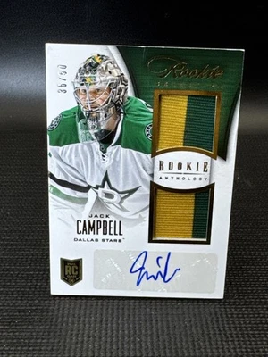2013-14 ROOKIE SELECTION  JACK CAMPBELL AUTO PATCH DUAL LOGO  SIGNATURE 36/50 - Image 1 of 2