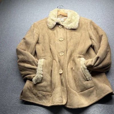Chaqueta de peluche Larry Levine tostada de gran tamaño Sherpa polar para mujer talla M” Foto 1 de 4