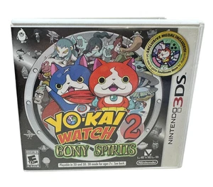 YO-KAI WATCH 2: Bony Spirits (Nintendo 3DS, 2016) Estuche/juego/insertos SIN MEDALLA - Imagen 1 de 6