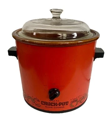 Vintage Rival Crock Pot 3350/2 Vintage Blood Orange Food Pattern USA Sedalia, MO - Image 1 of 4