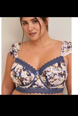 Torrid Curve Sexy Unlined Sheer Demi Bra Lace Sleeves Underwire Strappy Sz 1x - Image 1 of 4