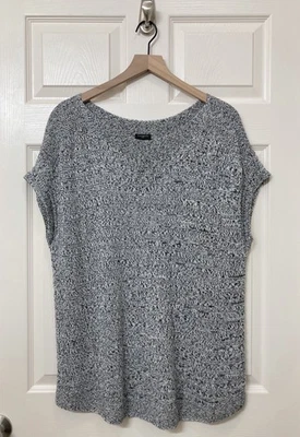 Talbots 100% Linen Black White Knit Short Sleeve Top XL Beach Coastal Bohemian - Image 1 of 4