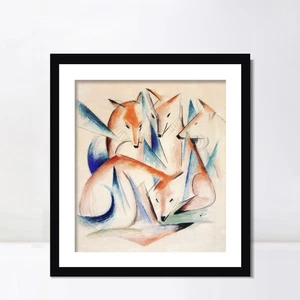 Framed Canvas Art Giclee Print Four Foxes by Franz Marc Home Office Decorations - Picture 1 of 23
