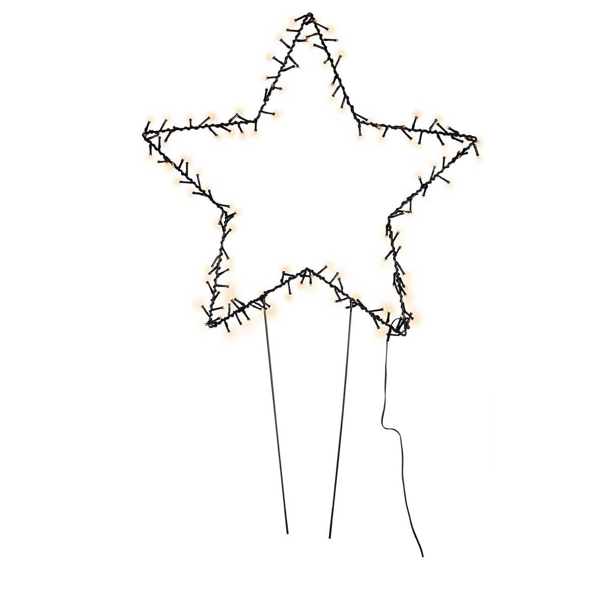 Weihnachts-Sterne Zum Stecken – 3 Stück, 19 Cm Ø, 61 Cm Lang, Metall, Hellgrau, Für Garten & Vorgarten