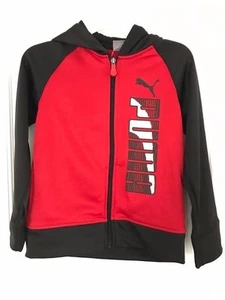 PUMA NWT Boy Tee Top Sweatshirt Full Zip Hoodie Logo Color block red black 4 5 6 - Picture 1 of 3