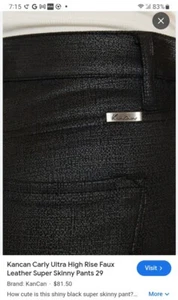 Pantalones Kancan Carly imitación cuero look relieve negros súper ajustados - ¡súper suaves! - Imagen 1 de 12