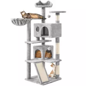 54" Double Cat Tree Tower Activity Center Playing House Condo For Kitty Rest - Picture 1 of 9