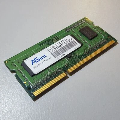 ASint 1GB PC3 DDR3 RAM  PC3-10600 1333Mhz Unbuffered SODIMM SSY3128MB-EDJEF - Image 1 of 3