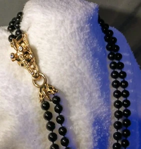 Ciner Style Giraffe Head Clasp Beaded Double Strand Statement Necklace - Picture 1 of 5