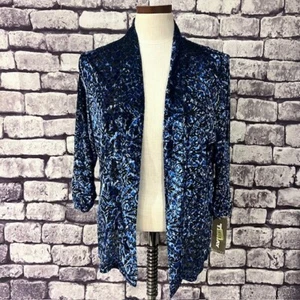 Tan Jay NWT Blue & Black 34 Sleeve Cardigan Size PM - Picture 1 of 8