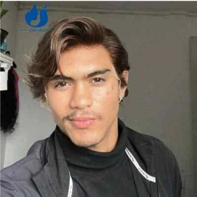 Dark Brown Men's Wig with Sideburns Shaved Human Hair Pixie Cut Full Lace Wig - Image 1 of 4