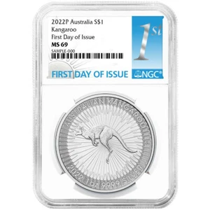 Australia 2022-P $1 1-oz Silver Kangaroo NGC MS69 FDI First Label - Picture 1 of 2