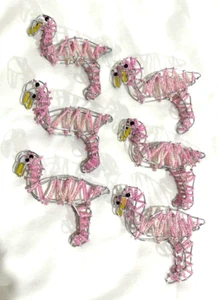 Rosa Flamingo 4" Ornamente mit Drahtkörpern in Perlen gewickelt - Menge 6 - Bild 1 von 3