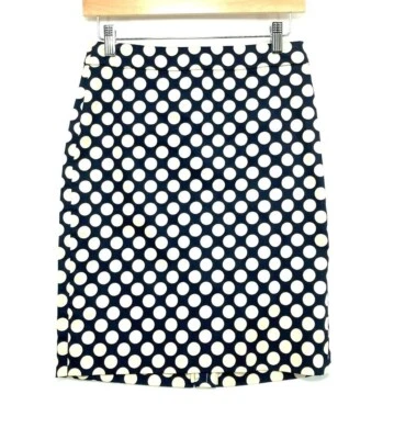 Falda Lápiz J.CREW Mujer Azul Marino Algodón Punteado Hasta la Rodilla Talla 0 Oficina Preppy Foto 1 de 4