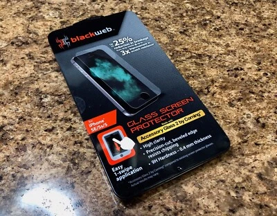 New BlackWeb Glass Screen Protector Apple iPhone SE 5S 5 Corning 681131134644 - Image 1 of 3