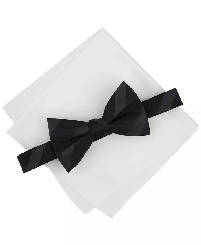 Alfani BLACK Men's Westfield Stripe Bow Tie & Pocket Square Set, US One Size - Image 1 of 1
