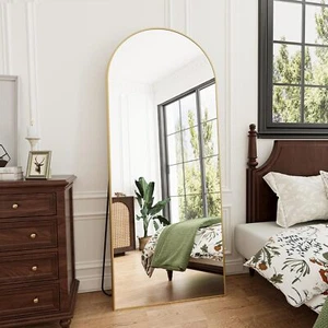 71"x26" Arch Full Length Mirror Extra Large Floor Mirror with Stand Gold - Picture 1 of 8