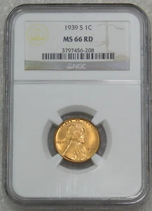1939-S Lincoln Cent NGC MS66RD Bright Red with Strong Luster, PQ #J86Y - Picture 1 of 4